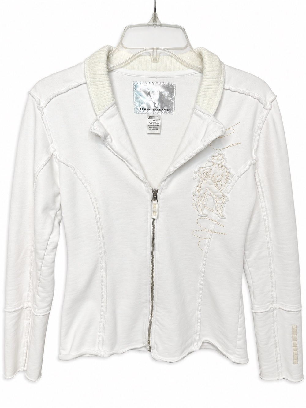 Cirque Du Soleil Women’s Medium White Zip Jacket Embroidered Graphic Cotton Y2K